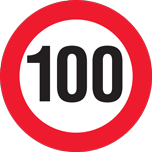 Maximumsnelheid 100 voor voertuig 1