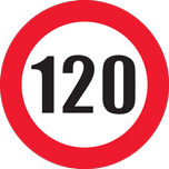Maximumsnelheid 120 voor voertuig 1