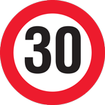 Maximumsnelheid 30 voor voertuig 1